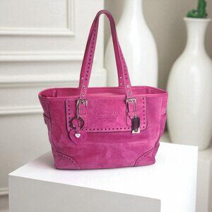 Vintage COACH Y2K Pink Suede Satchel with Charm